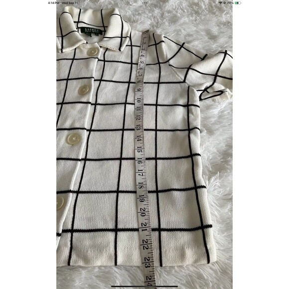Lauren Ralph Lauren Window Pane Sweater/Cardigan Short Sleeves Women’s Sz XL - Picture 8 of 8